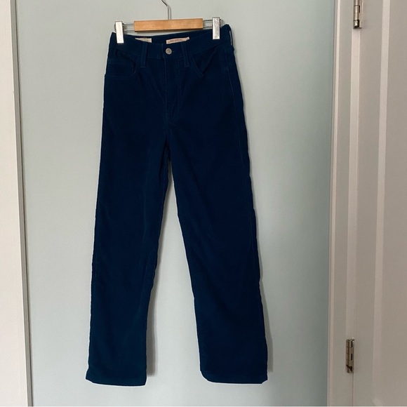 Levis Ribcage Straight Ankle Corduroy Pants in Blue - Picture 4 of 8
